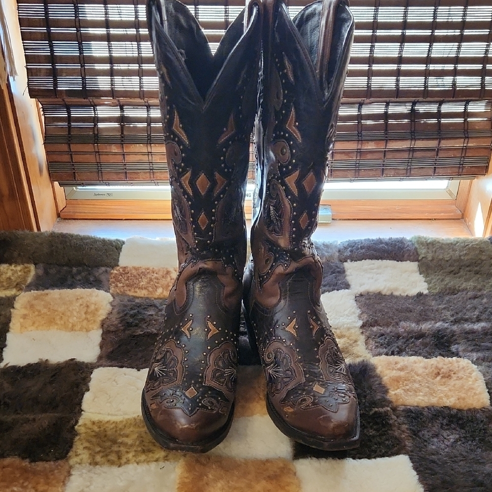Lucchese Western Cowboy Boots - Brown and Black